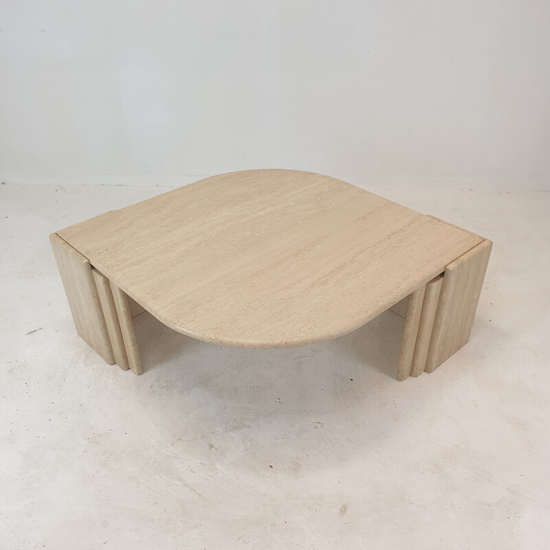 Vintage travertine coffee table, Italy 1980s