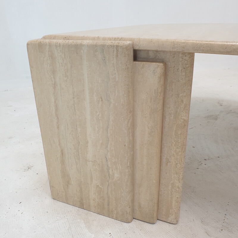 Vintage travertine coffee table, Italy 1980s