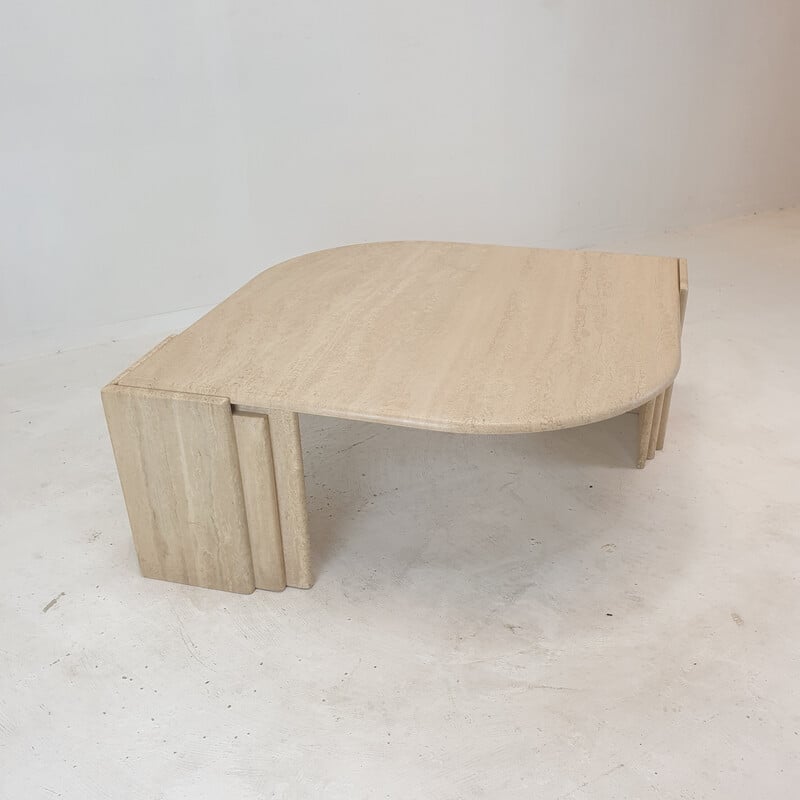 Vintage travertine coffee table, Italy 1980s