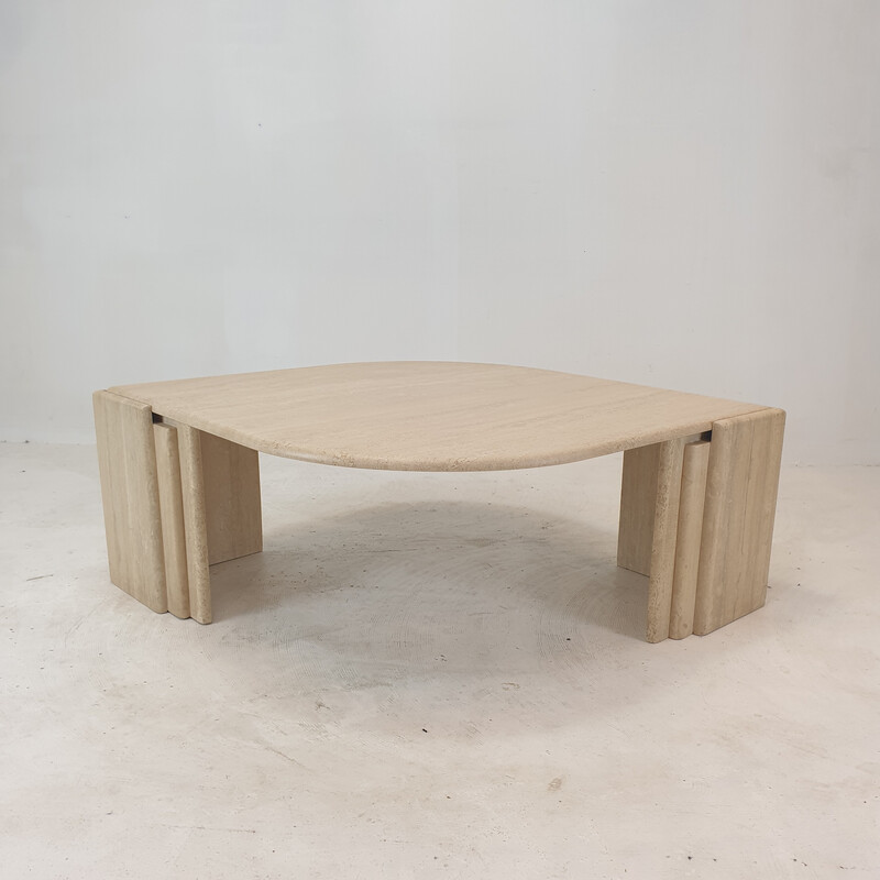 Vintage travertine coffee table, Italy 1980s