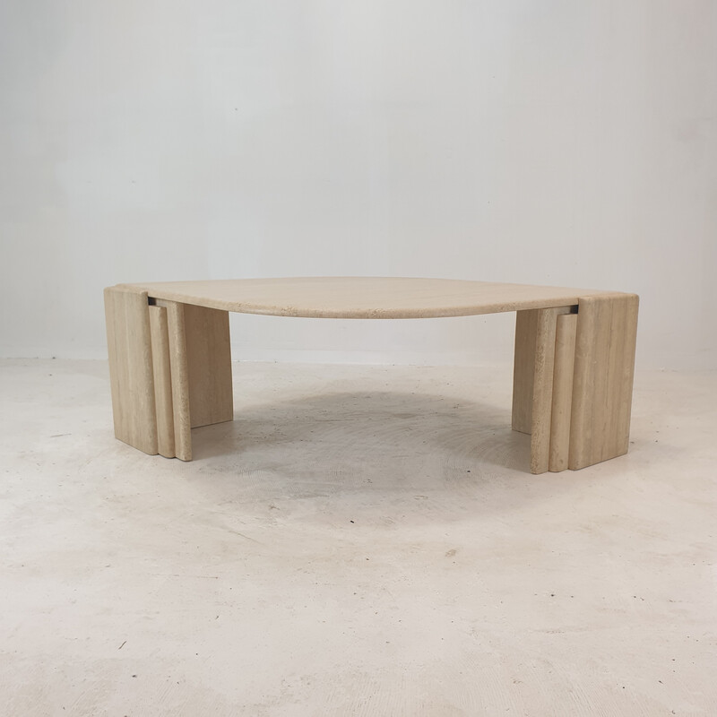 Vintage travertine coffee table, Italy 1980s