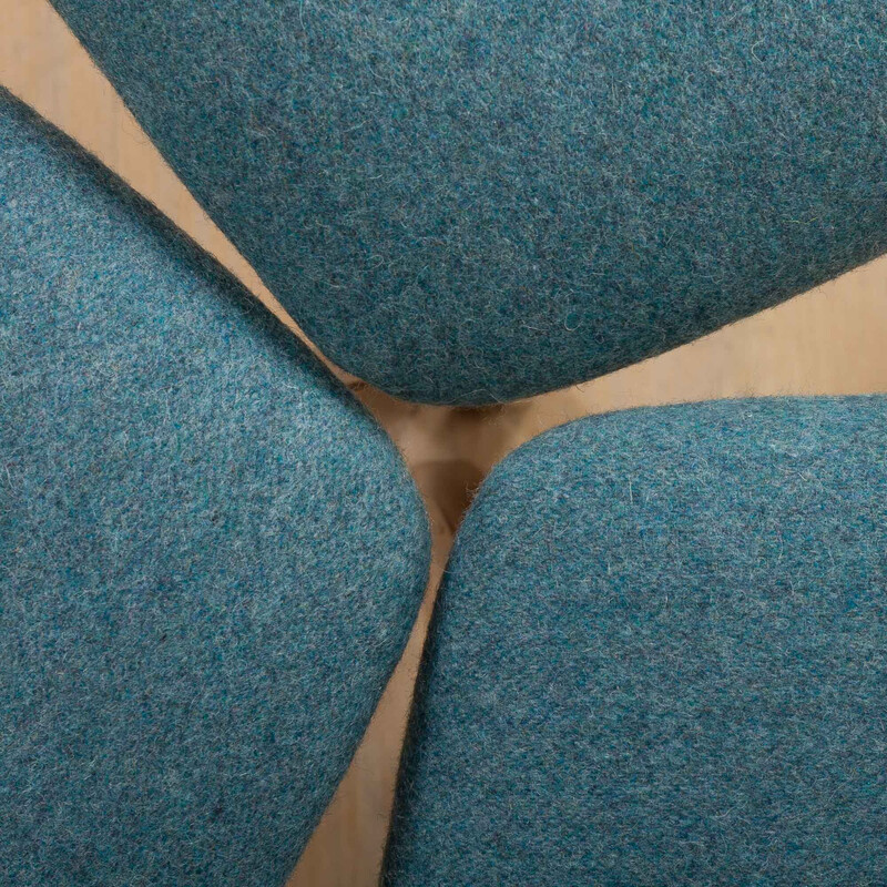 Set van 3 vintage stoelen in teakhout en lichtblauwe wol voor Farstrup, Denemarken 1960