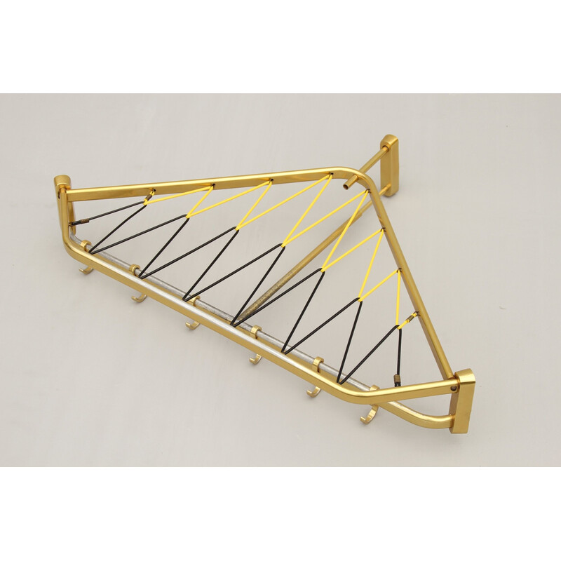 Vintage golden aluminum coat rack, Germany 1950s