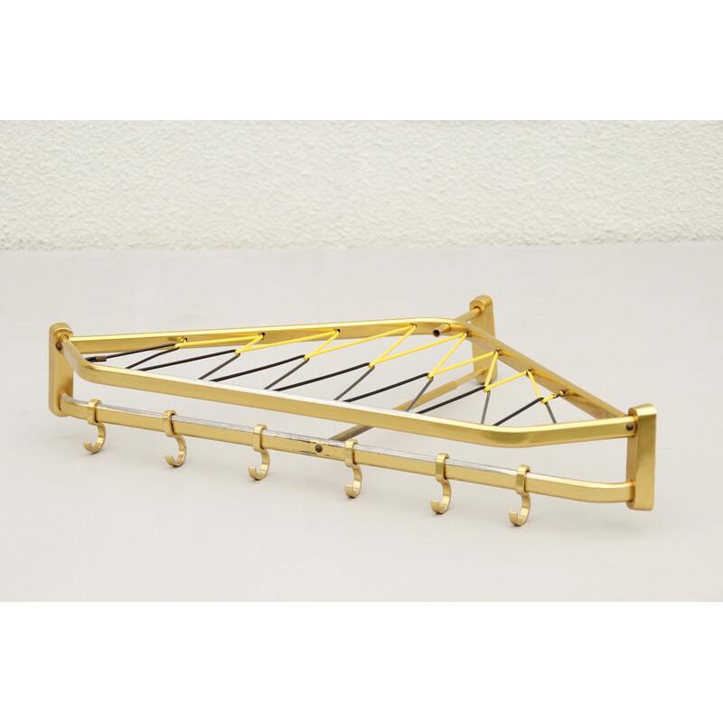 Vintage golden aluminum coat rack, Germany 1950s