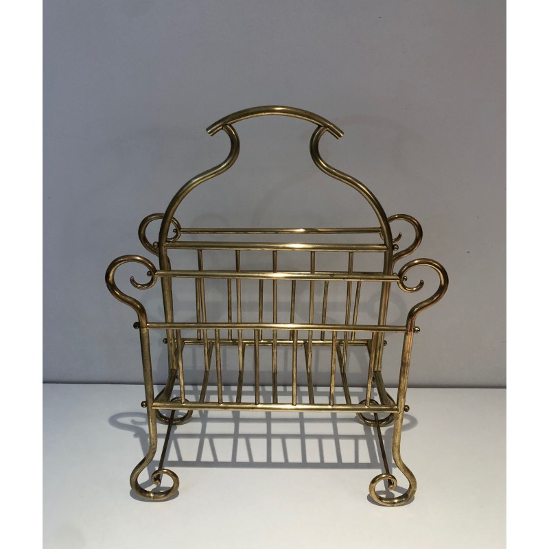 Vintage brass magazine rack, France 1900s