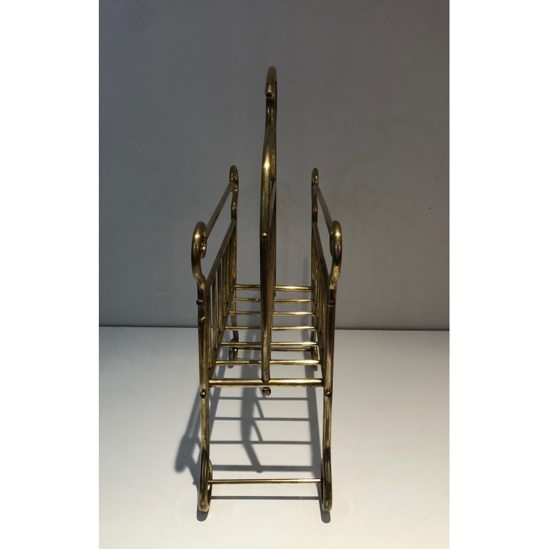 Vintage brass magazine rack, France 1900s