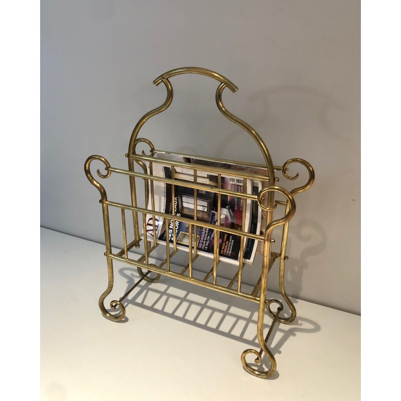 Vintage brass magazine rack, France 1900s