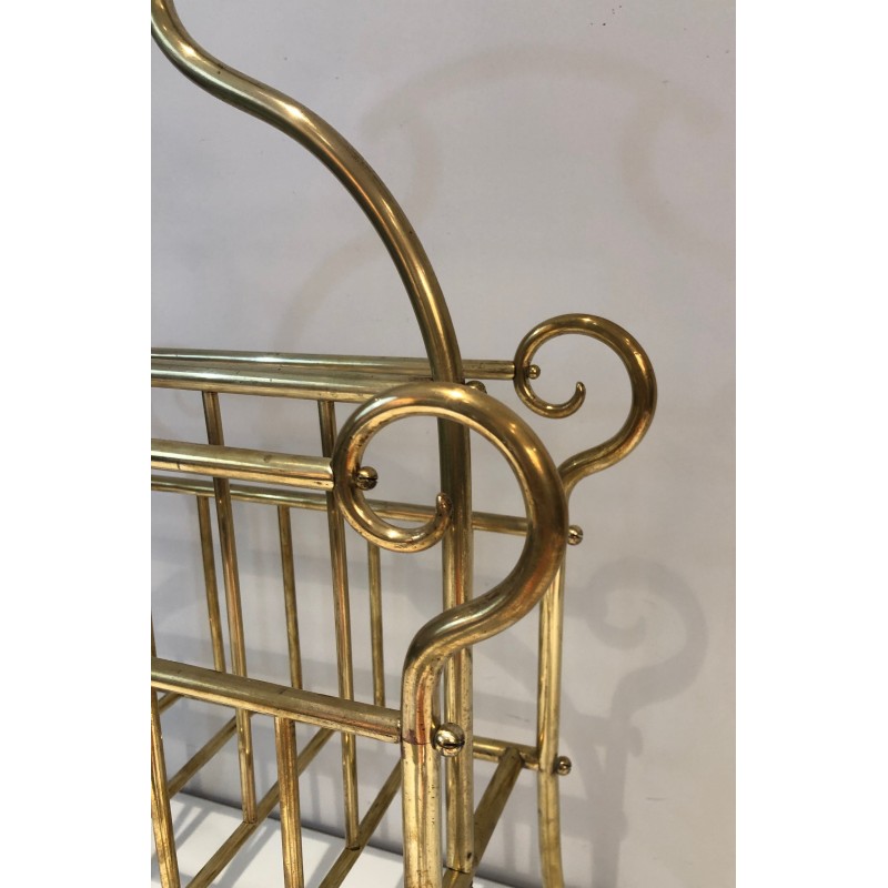 Vintage brass magazine rack, France 1900s