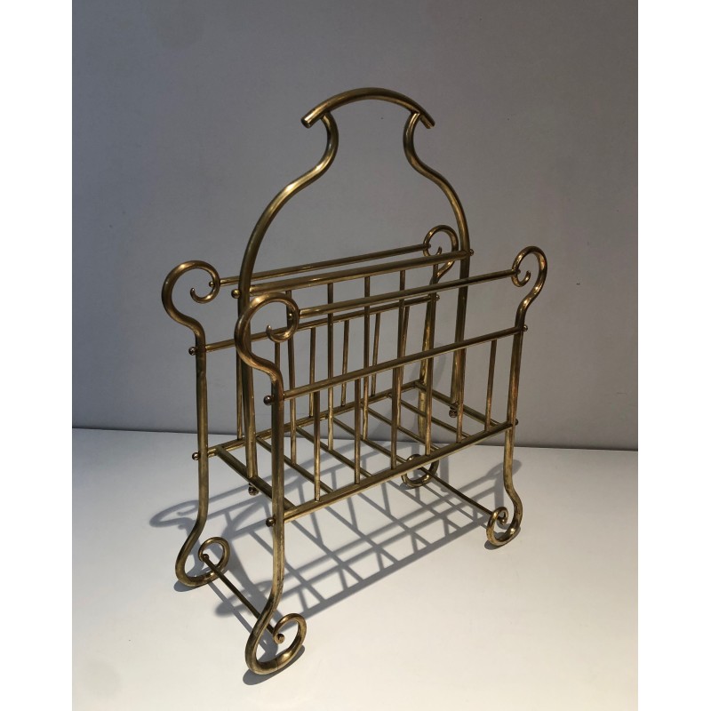 Vintage brass magazine rack, France 1900s