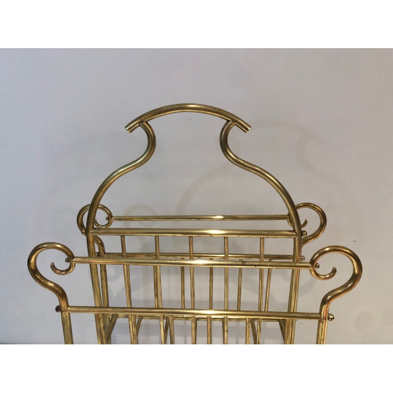 Vintage brass magazine rack, France 1900s