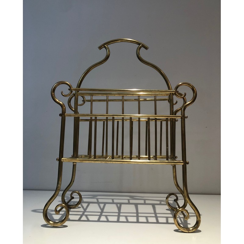 Vintage brass magazine rack, France 1900s