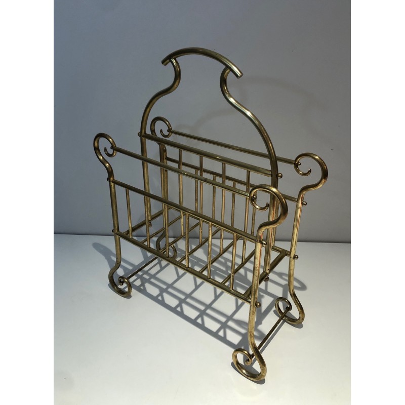 Vintage brass magazine rack, France 1900s