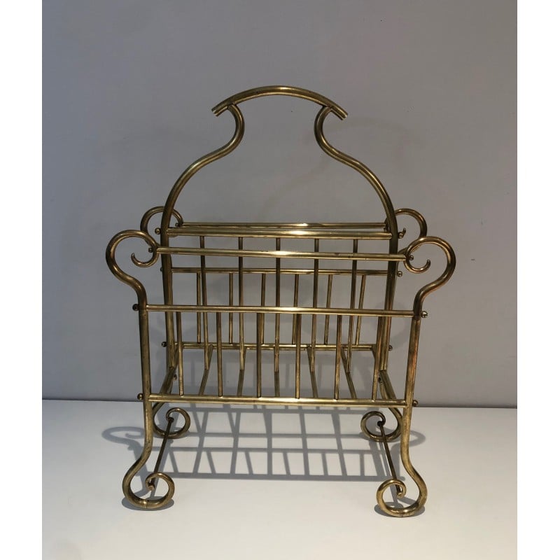 Vintage brass magazine rack, France 1900s