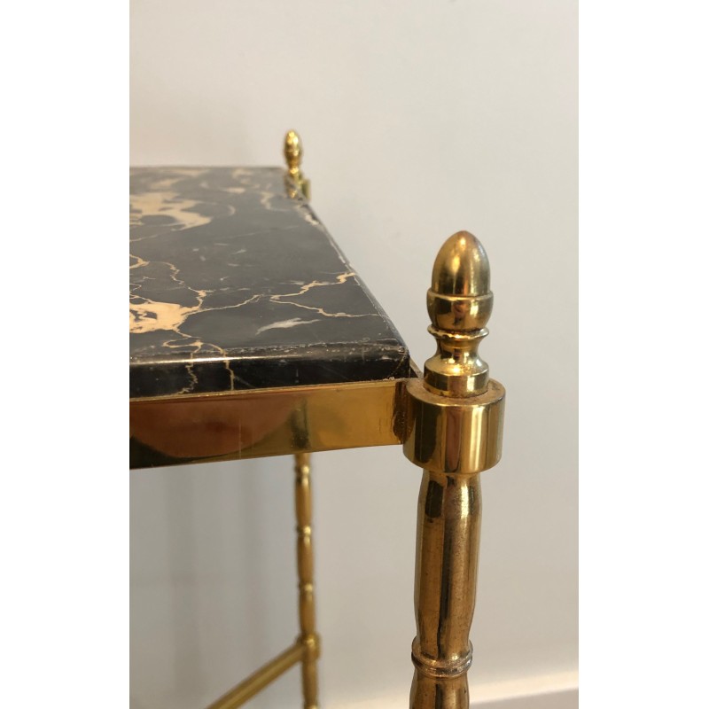 Vintage brass and marble sofa end for Maison Baguès, France 1940s