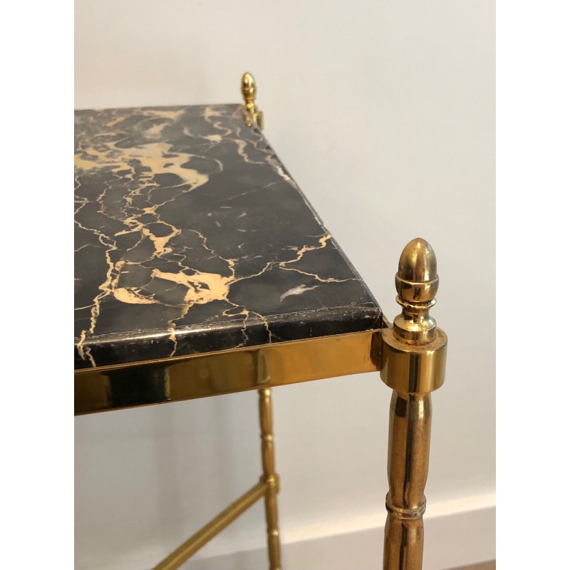 Vintage brass and marble sofa end for Maison Baguès, France 1940s