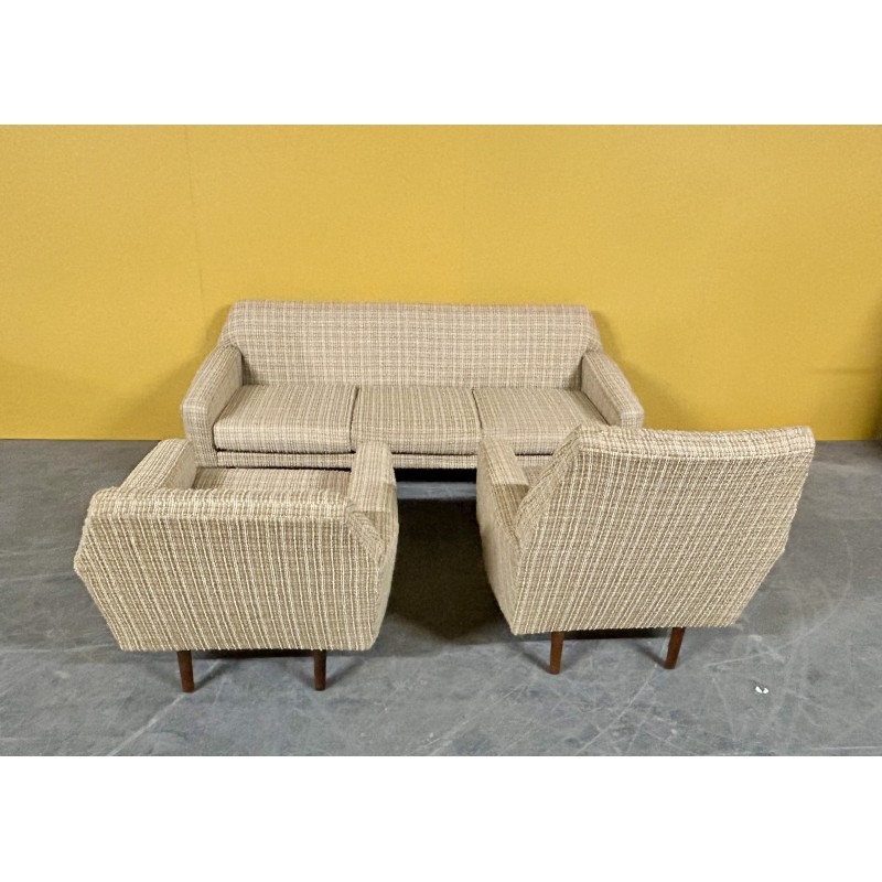 Vintage upholstery fabric living room set, Denmark 1960s