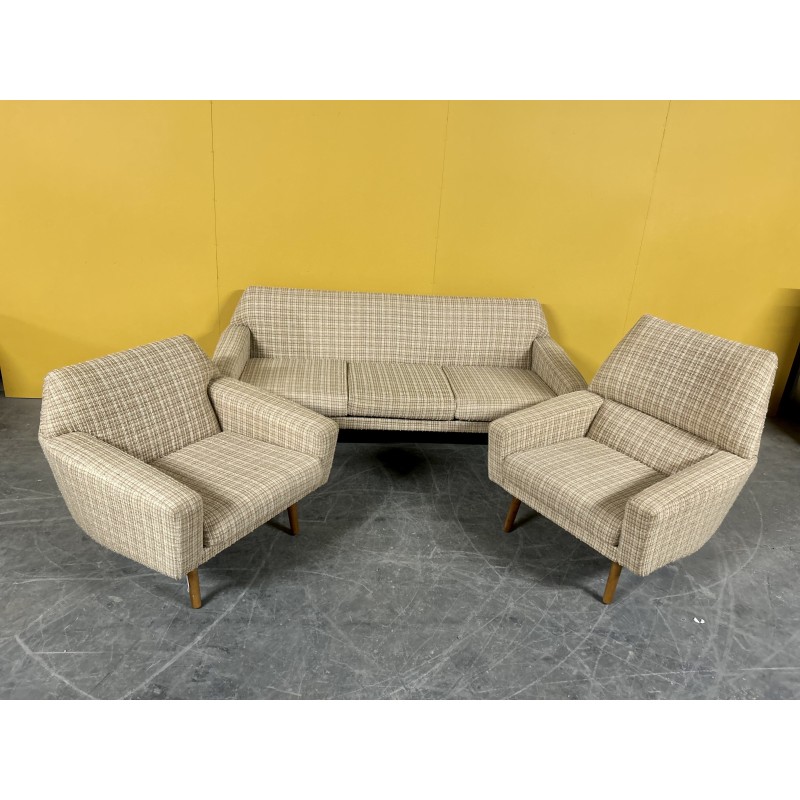 Vintage upholstery fabric living room set, Denmark 1960s