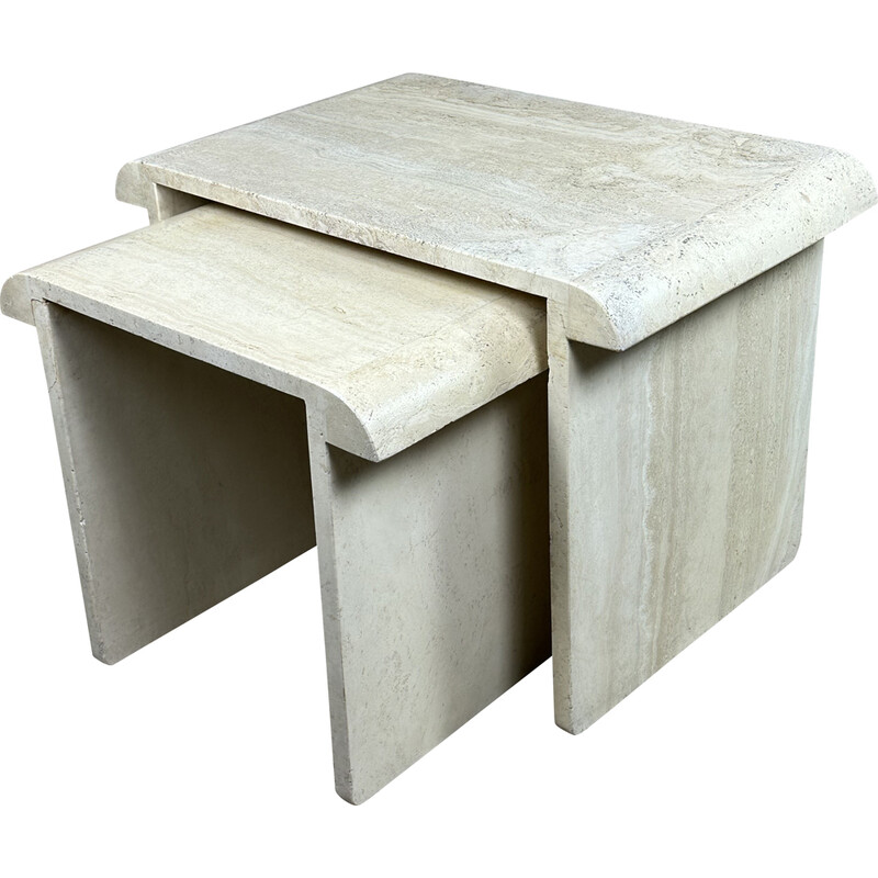 Vintage travertine nesting tables, Italy 1970s