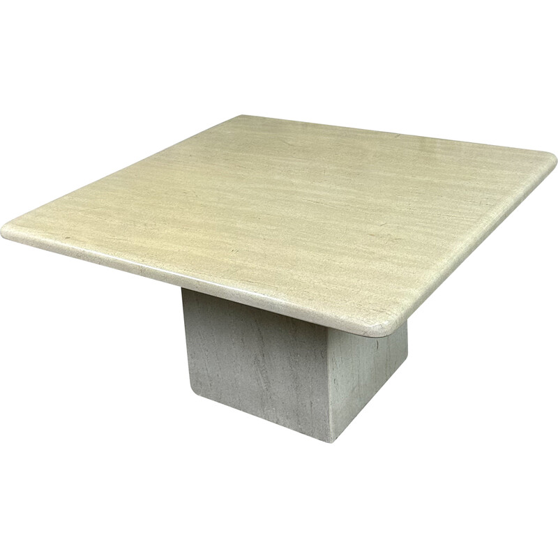 Vintage square coffee table in travertine, Italy 1980s