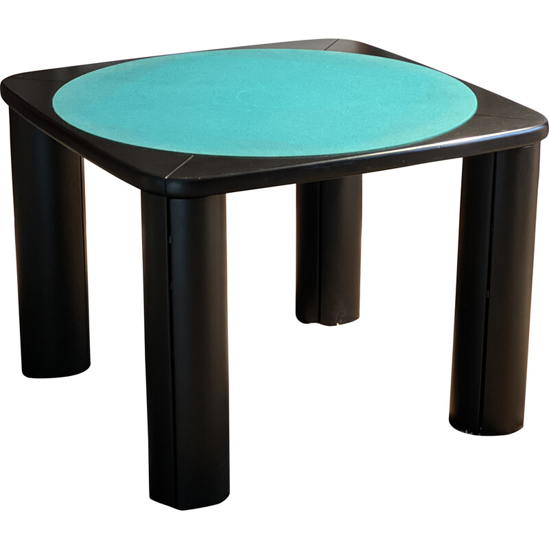 Vintage black lacquered wood game table by Pierluigi Molinari for Pozzi Milano, Italy 1970s