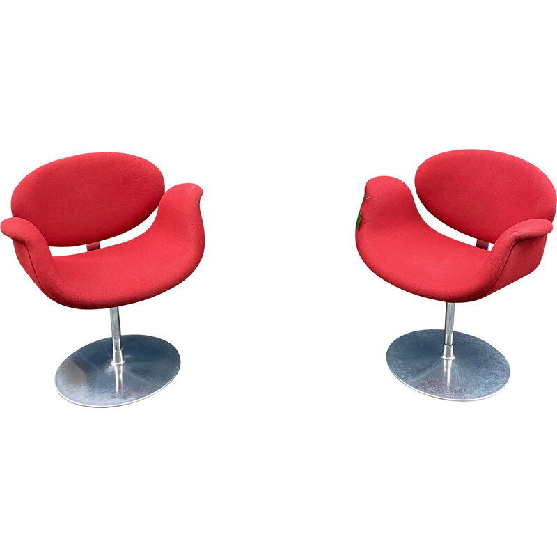 Vintage red tulip armchair by Pierre Paulin for Artifort