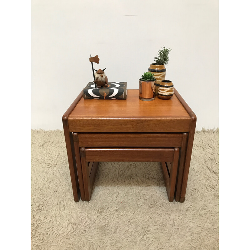 Set of 3 teak nesting tables - 1970s