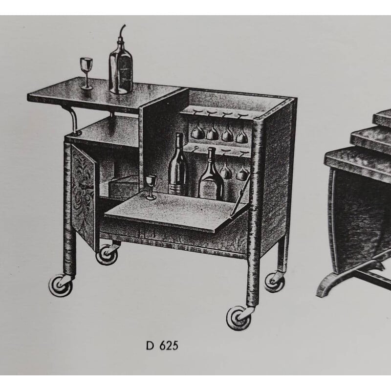 Vintage Bar D 625 aus Ahornfurnier und schwarzem Opaxitglas für Thonet, 1930er Jahre