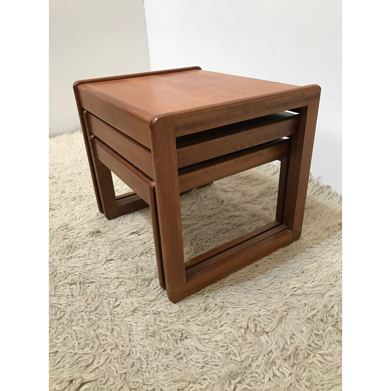 Set of 3 teak nesting tables - 1970s