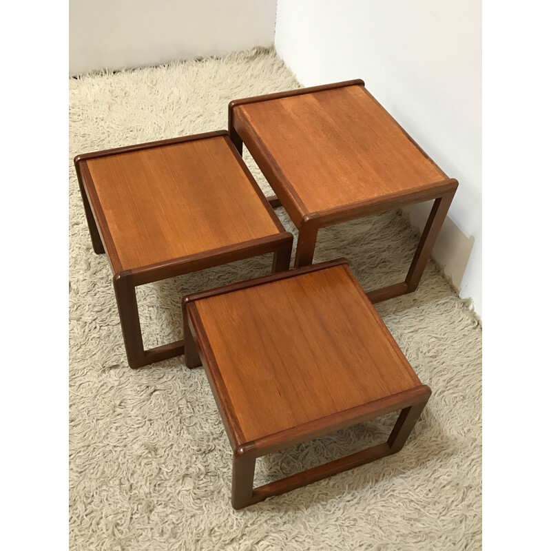 Set of 3 teak nesting tables - 1970s