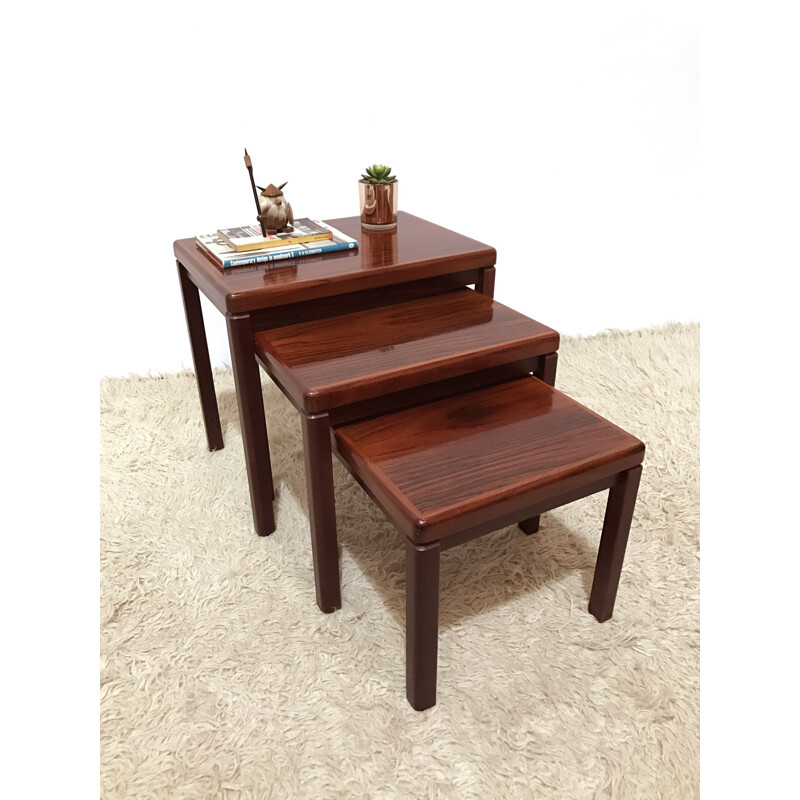 Set of 3 rosewood nesting tables Model 387 by Vejle Stole-OG - 1970s