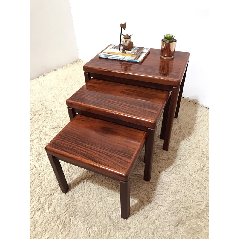 Set of 3 rosewood nesting tables Model 387 by Vejle Stole-OG - 1970s