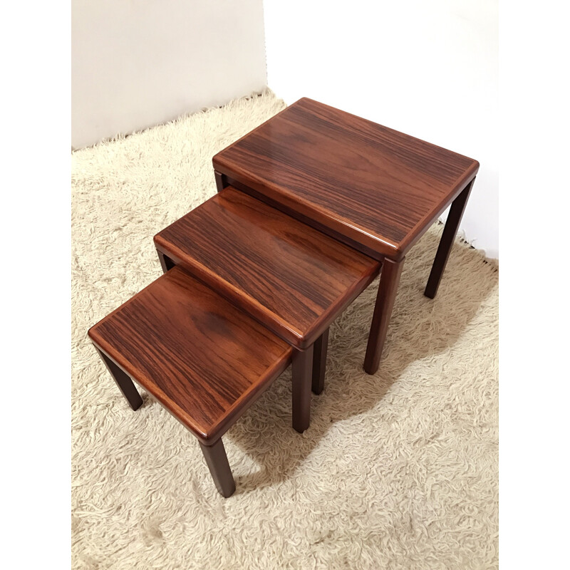 Set of 3 rosewood nesting tables Model 387 by Vejle Stole-OG - 1970s