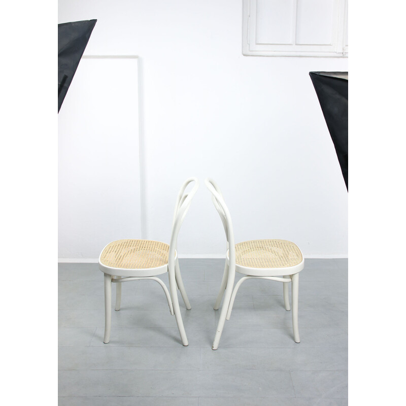 Ensemble de 4 chaises vintage 214 en canne par Michale Thonet
