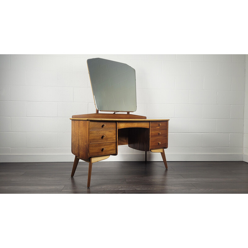 Comodino vintage in teak e noce di Alfred Cox per Ac Furniture, 1960