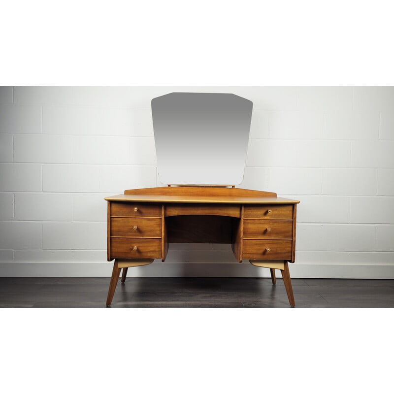 Vintage teak and walnut dressing table by Alfred Cox for Ac Furniture, 1960s