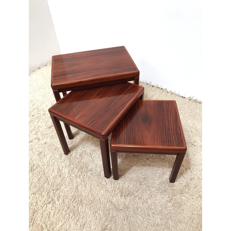 Set of 3 rosewood nesting tables Model 387 by Vejle Stole-OG - 1970s