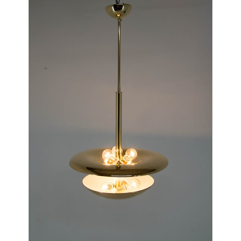 Vintage Bauhaus brass chandelier by Franta Anyz for Ias, 1920s