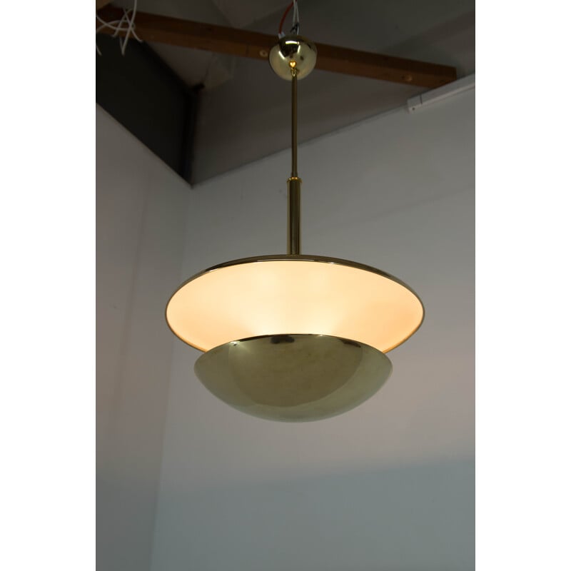 Vintage Bauhaus brass chandelier by Franta Anyz for Ias, 1920s