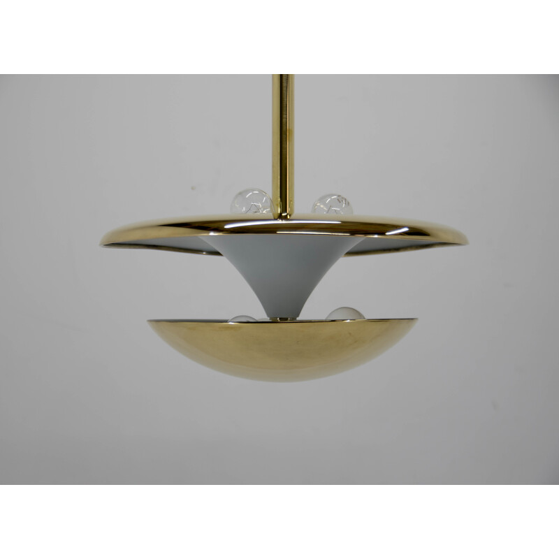 Vintage Bauhaus brass chandelier by Franta Anyz for Ias, 1920s