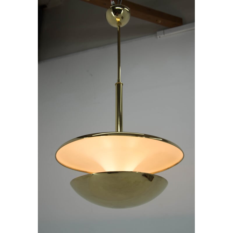 Vintage Bauhaus brass chandelier by Franta Anyz for Ias, 1920s