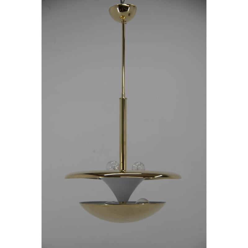 Vintage Bauhaus brass chandelier by Franta Anyz for Ias, 1920s