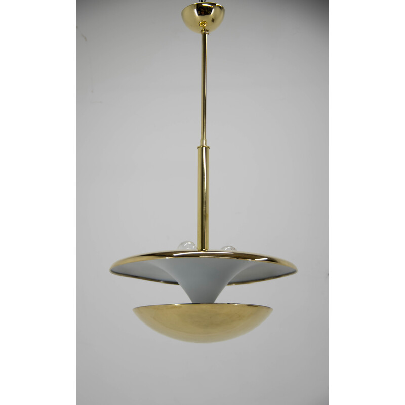 Vintage Bauhaus brass chandelier by Franta Anyz for Ias, 1920s