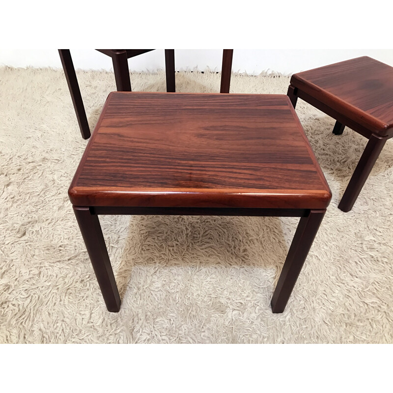 Set of 3 rosewood nesting tables Model 387 by Vejle Stole-OG - 1970s