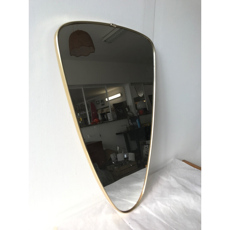 Miroir asymétrique en laiton vintage - 1960