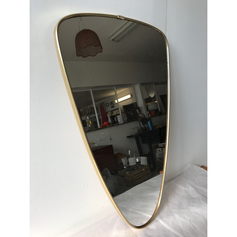 Miroir asymétrique en laiton vintage - 1960