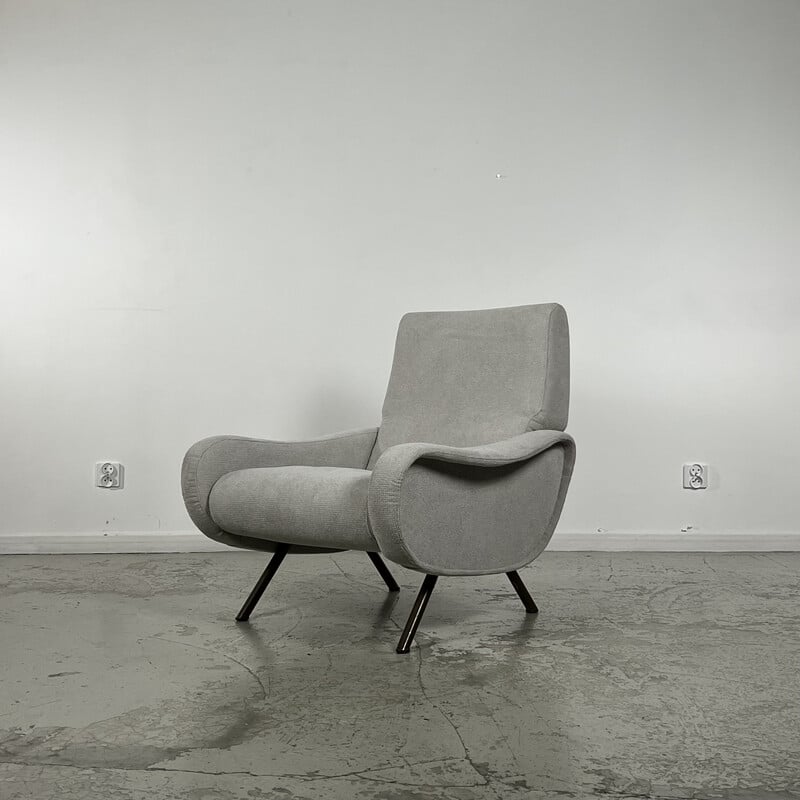 Vintage armchair and sofa "Lady chair" in chromed metal by Marco Zanuso for Arflex, 1950s