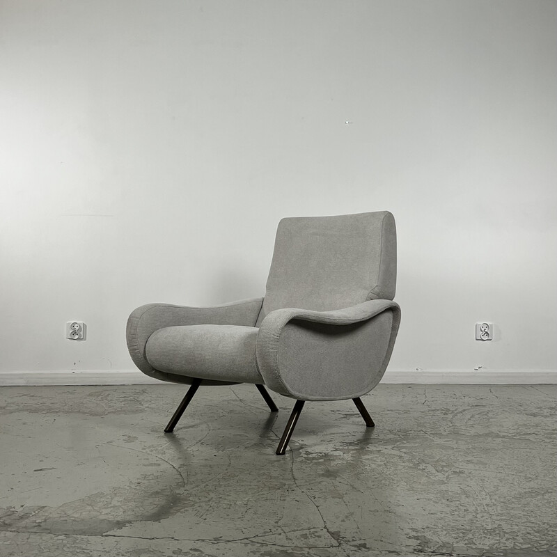 Vintage fauteuil met verchroomd metaal "Lady chair" bank van Marco Zanuso voor Arflex, 1950