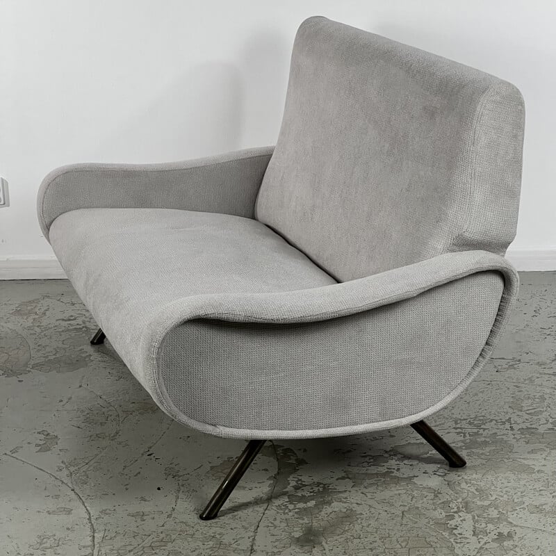 Poltrona Vintage com sofá "Senhora cadeira" em metal cromado por Marco Zanuso para Arflex, 1950