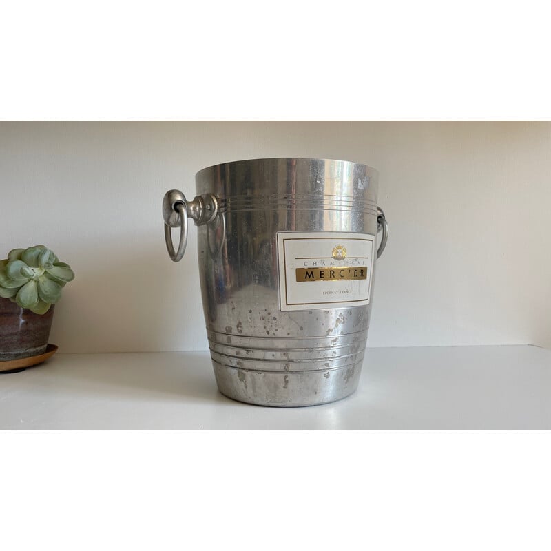 Vintage aluminum champagne bucket for Champagne Mercier, France