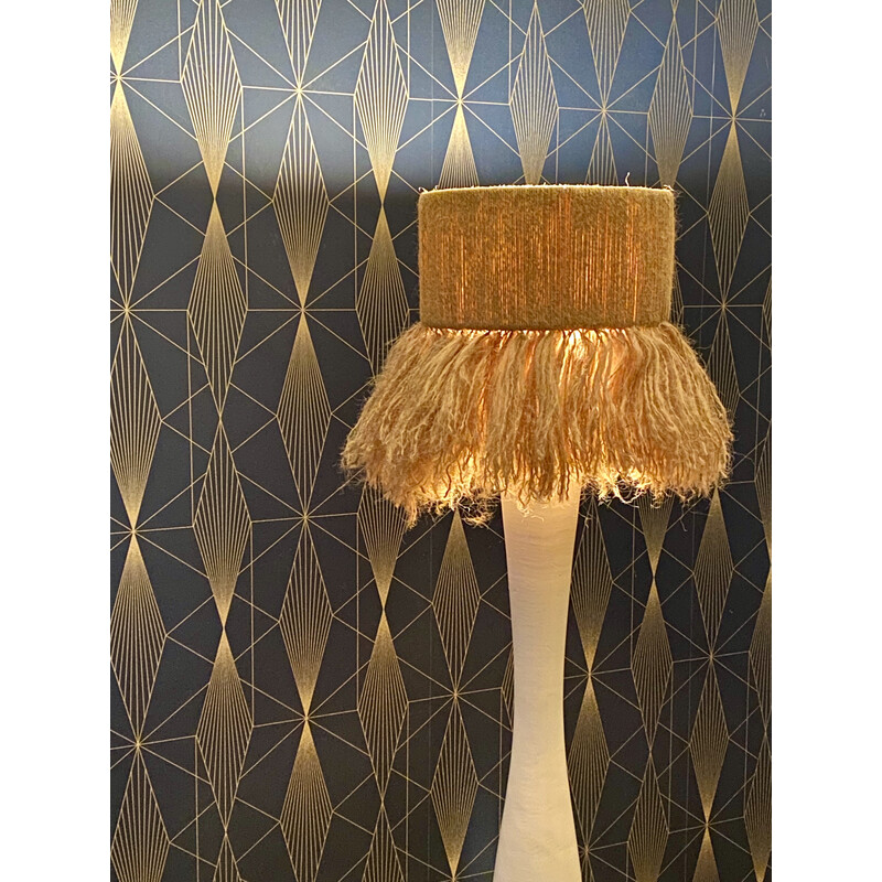 Vintage "Diabolo" floor lamp in wood, rope and wool, 1960s